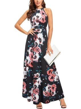 Womens 2024 Summer Maxi Dress Beach Halter Neck Long